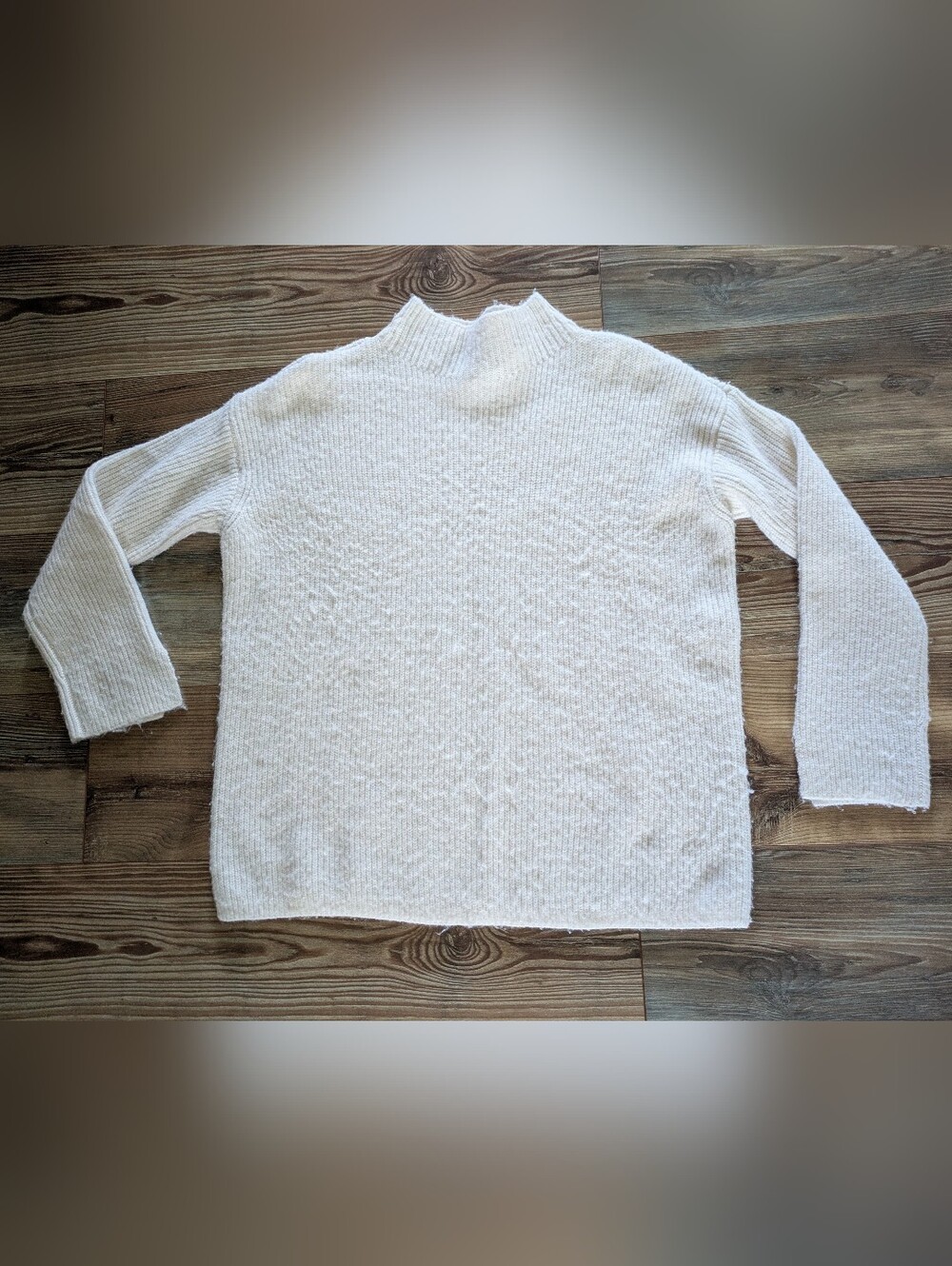 Loft White Relaxed Fit Mock Neck Long Sleeve‎ Pullover Sweater Medium